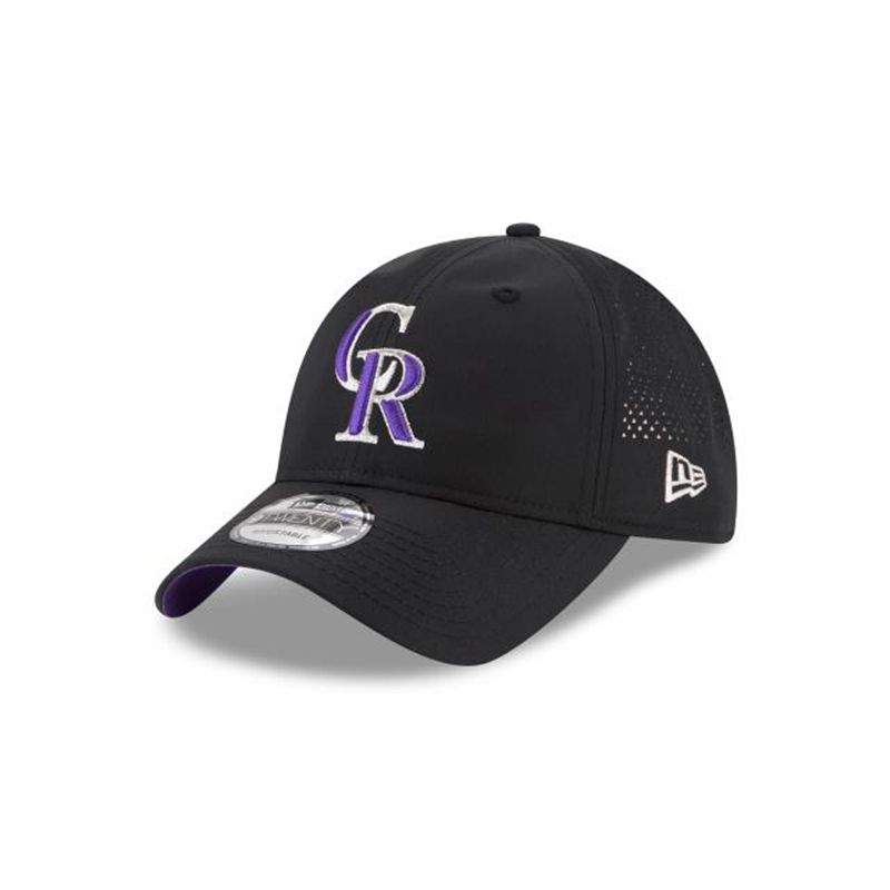 MLB Colorado Rockies Perforated Pivot 9Twenty Adjustable (VYU2807) - Black New Era Caps